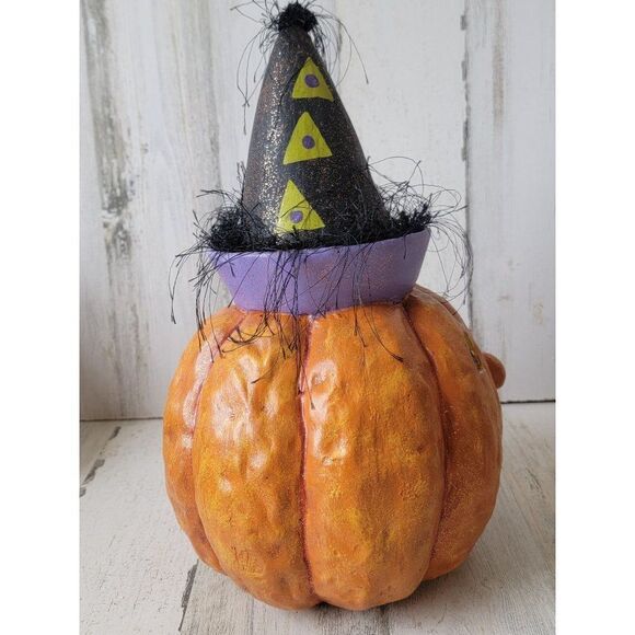 Vintage Halloween Jack O'Lantern dunce hat clown rustic home decor - Picture 8 of 10